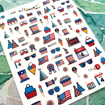 Najnowszy Flaga Stanów Zjednoczonych Projekt Samoprzylepna Naklejka Suwak DIY Ozdoba Ozdobny Papier Naklejki do Paznokci WG 590