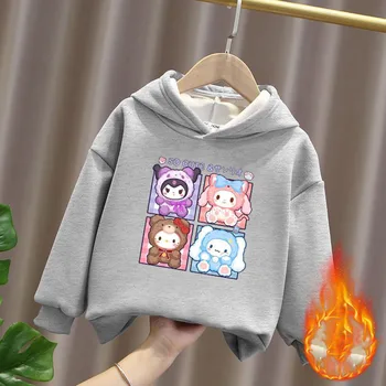 Kawaii Sanrio Hello Kitty/ Topy z długim Rękawem w stylu anime, Dziecięcy Bawełniany Sweter, Jesień, Modna Bluza z postaciami z Kreskówek, Prezent Na Urodziny Dla Dziewczyn