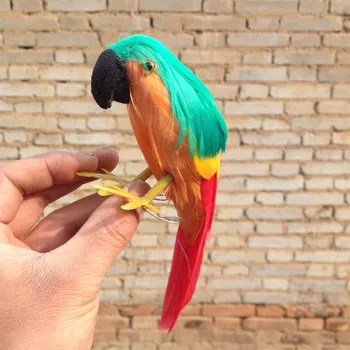 około 16 cm mała imitacja zielonej korony papuga zabawki z pianki i futra kolorowa model papuga lalka prezent 1938