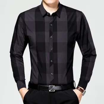 Nowa dostawa 2018, Wiosenne biznesowe męskie modne Błyszczące Bawełniane Cienkie Koszule z otwartym szwem, Męskie bluzki, odzież A16352